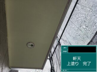 外壁塗装 東大阪 軒天井上塗り施工後