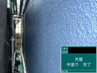 外壁塗装東大阪 中塗り施工後