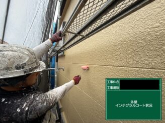 外壁塗装東大阪　インテグラルコート施工中