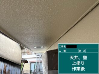 東大阪　外壁塗装　軒天井施工　上塗り施工後