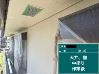 東大阪　外壁塗装　中塗り施工後