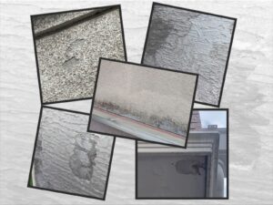 東大阪市　外壁リノベーション　施工前　塗膜の剥がれ（塗膜剥離）