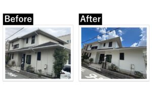東大阪市屋根葺き替え外壁塗装外装リフォームビフォーアフター