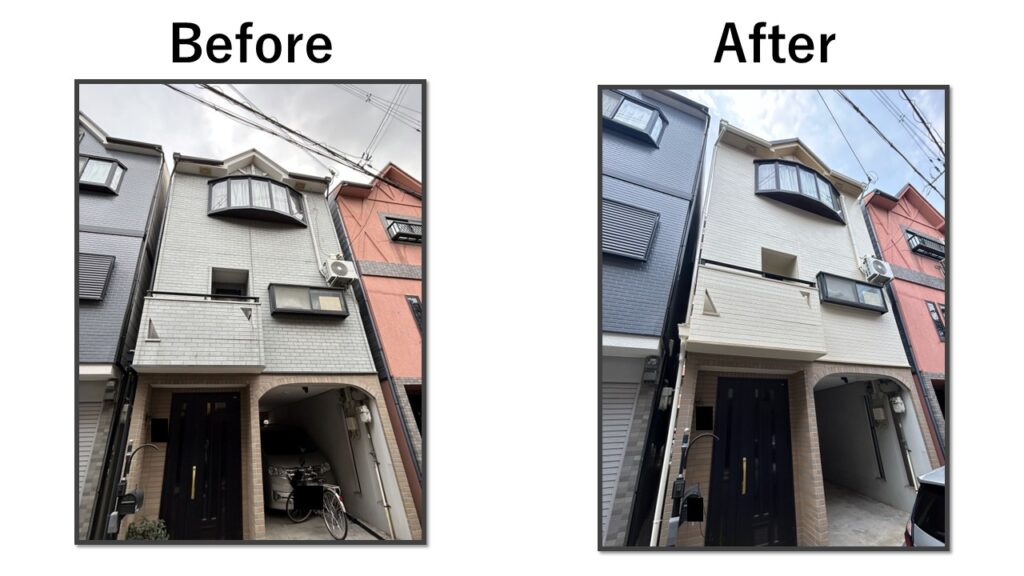 東大阪市外壁塗装屋根カバー完工ビフォーアフター