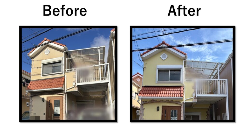 東大阪市東鴻池町外壁塗装　before after